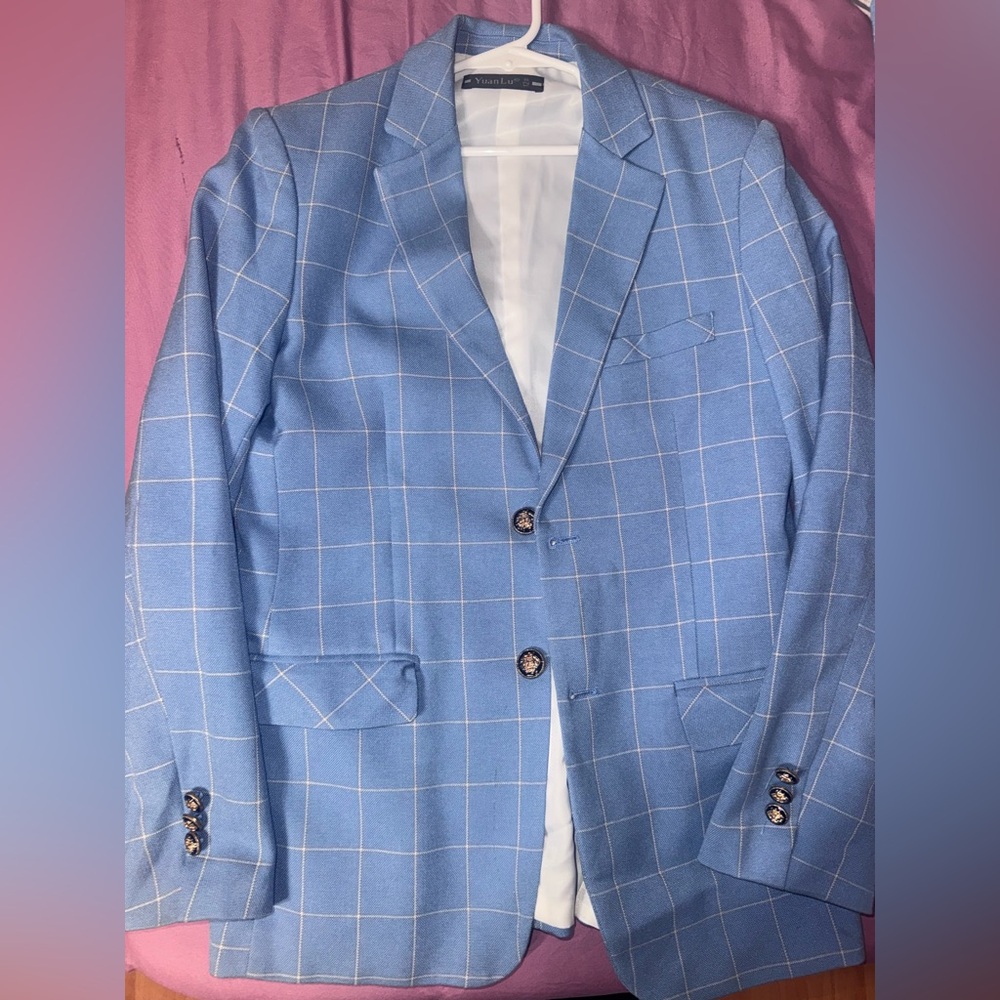 Blue Checkered Boys Blazer